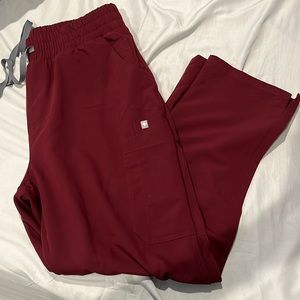 Figs High Waisted Yola Skinny Scrub Pant Burgundy L Petite